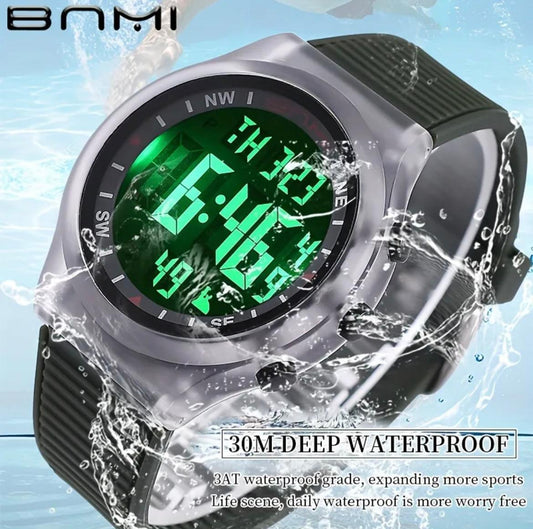 BNMI EL Light Sports Electronic Watch For Outdoor, 118 Inch WR Digital Alarm Wrist Watch For Men Women Sports