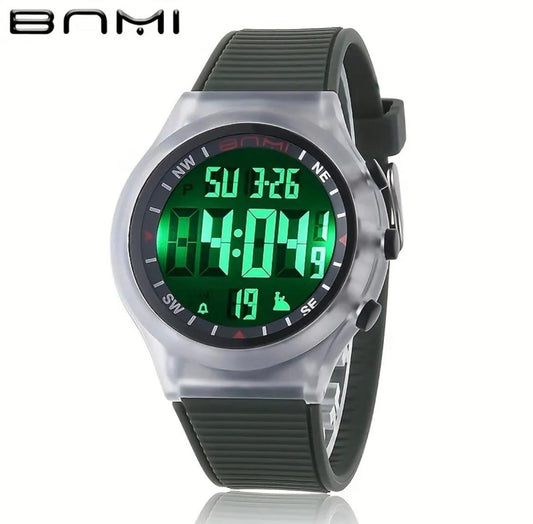 BNMI EL Light Sports Electronic Watch For Outdoor, 118 Inch WR Digital Alarm Wrist Watch For Men Women Sports
